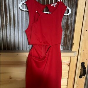 Charlotte Russe Red Backless Cutout Midi Dress